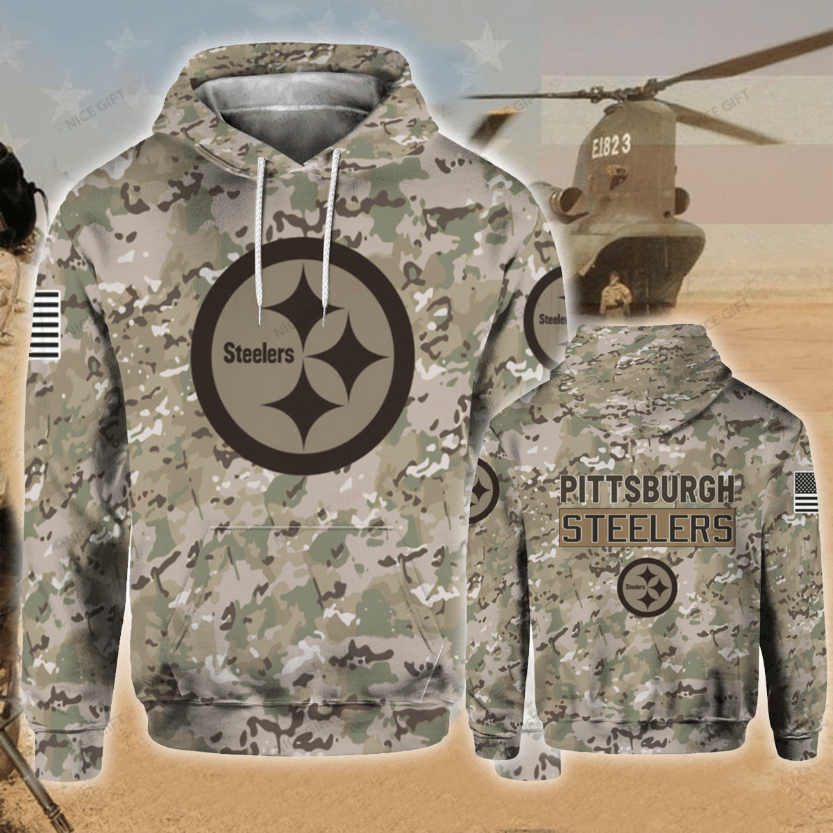 NFL Pittsburgh Steelers Camouflage 3D Hoodie Gift For Fans