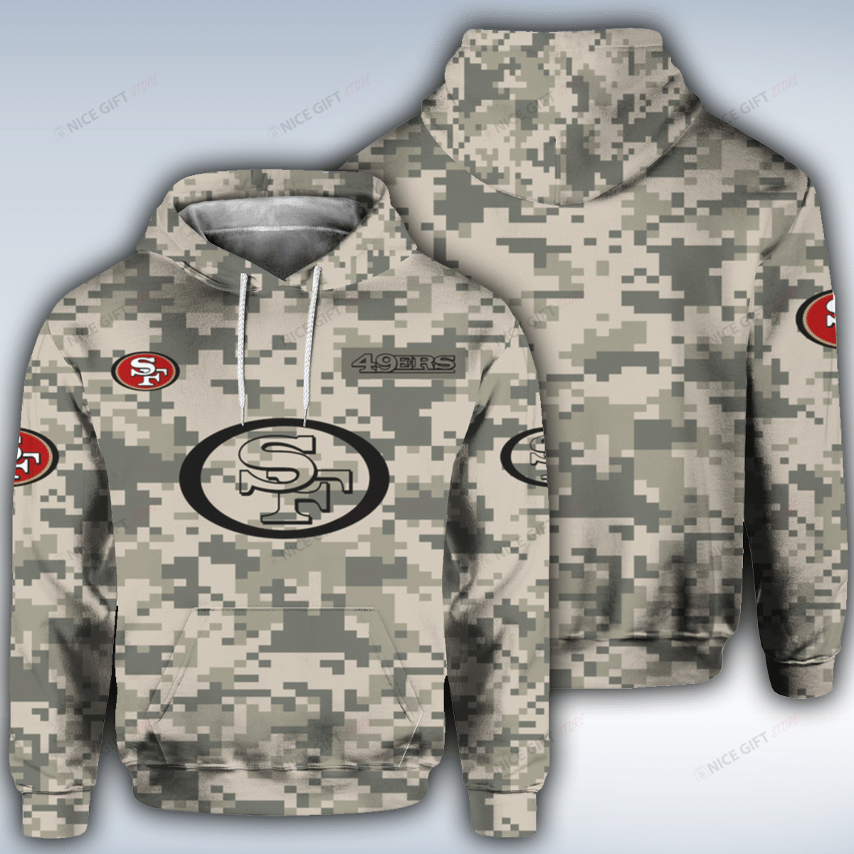 NFL San Francisco 49ers Camouflage 3D Hoodie Gift For Fans