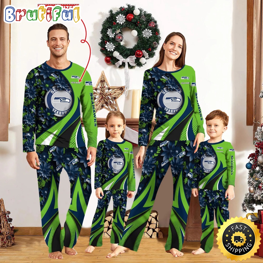 NFL Seattle Seahawks Custom Pajamas Flower For Family Custom Name Custom Pajamas