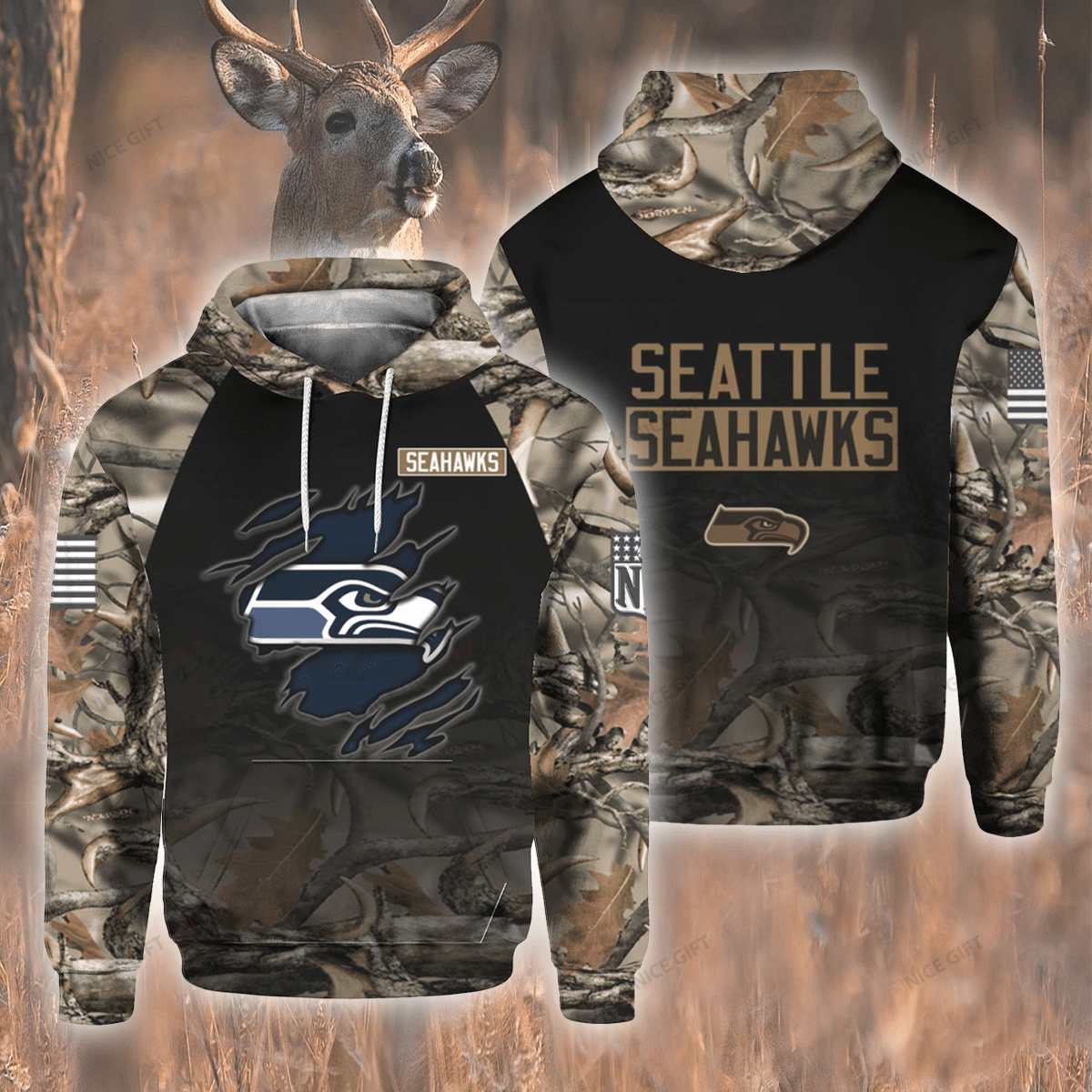 NFL Seattle Seahawks Hunting 3D Hoodie Gift For Fans