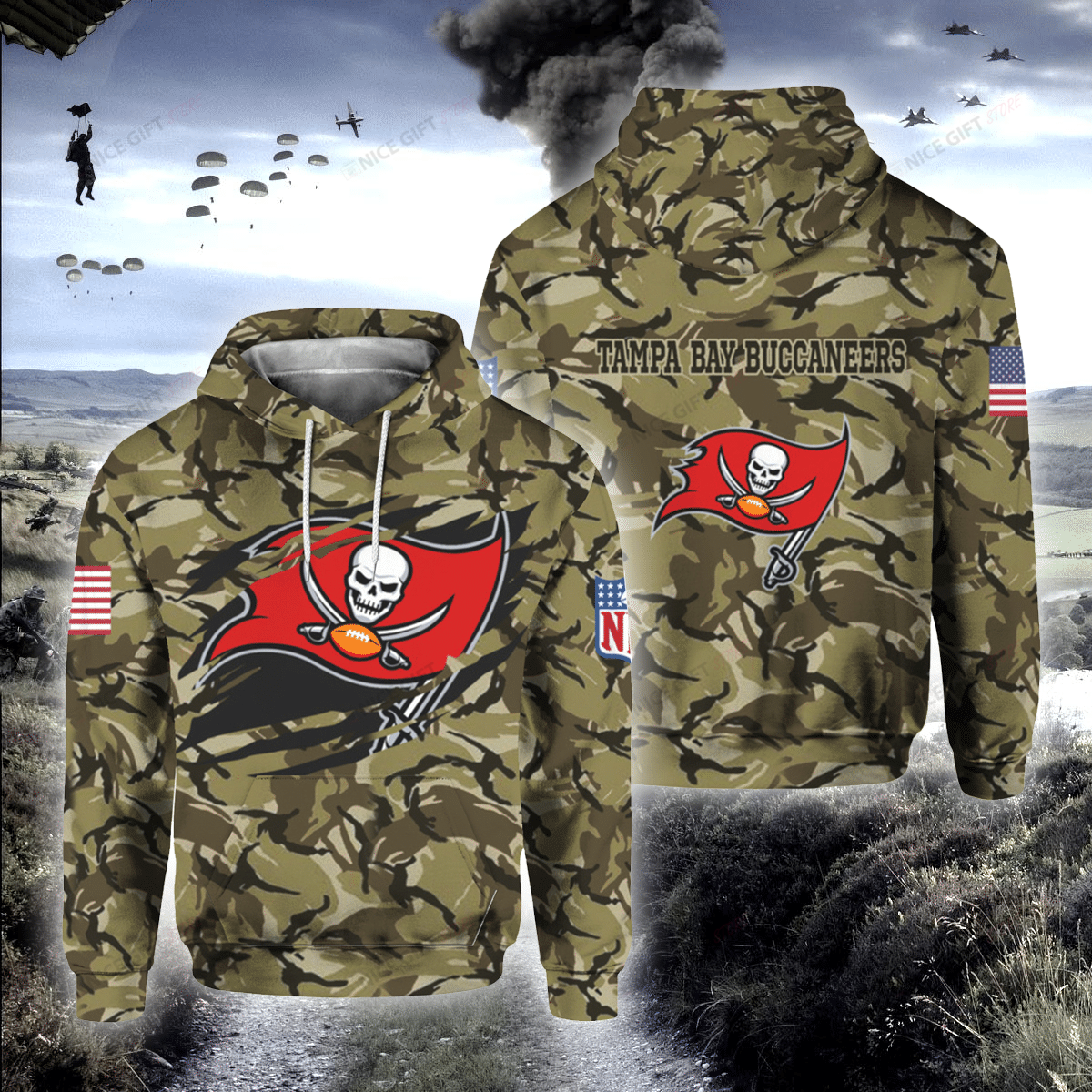 NFL Tampa Bay Buccaneers Camouflage 3D Hoodie Gift For Fans