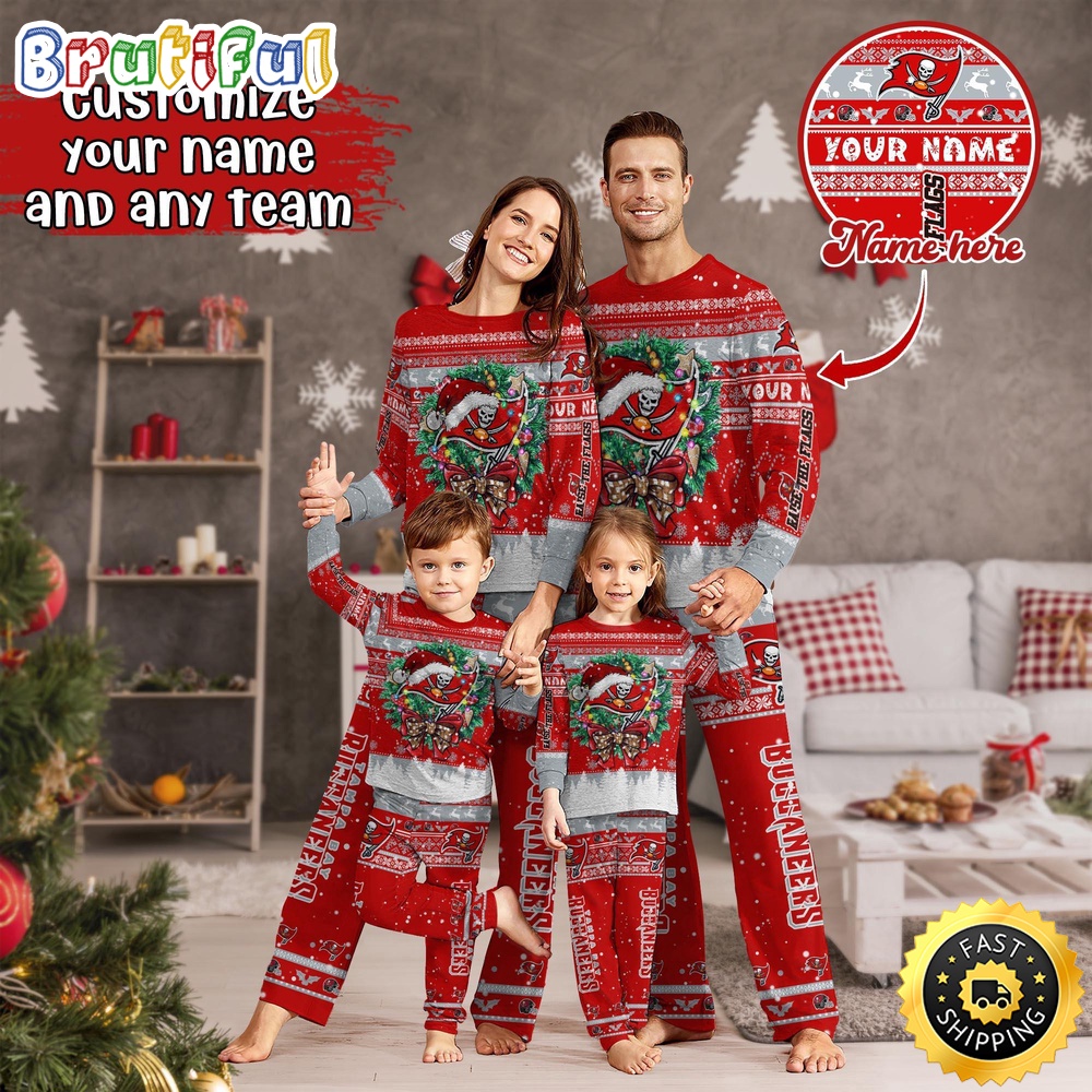 NFL Tampa Bay Buccaneers Custom Pajamas Christmas For Family Custom Name Custom Pajamas