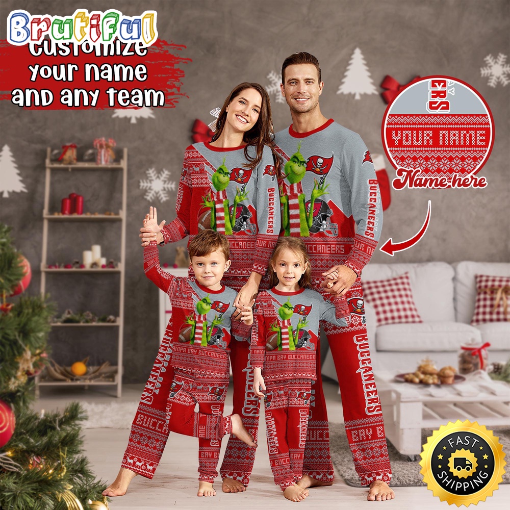NFL Tampa Bay Buccaneers Custom Pajamas Christmas Sports For Family Custom Name Custom Pajamas