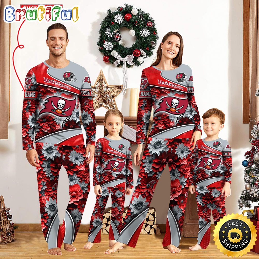 NFL Tampa Bay Buccaneers Custom Pajamas Flower Sports For Family Custom Name Custom Pajamas