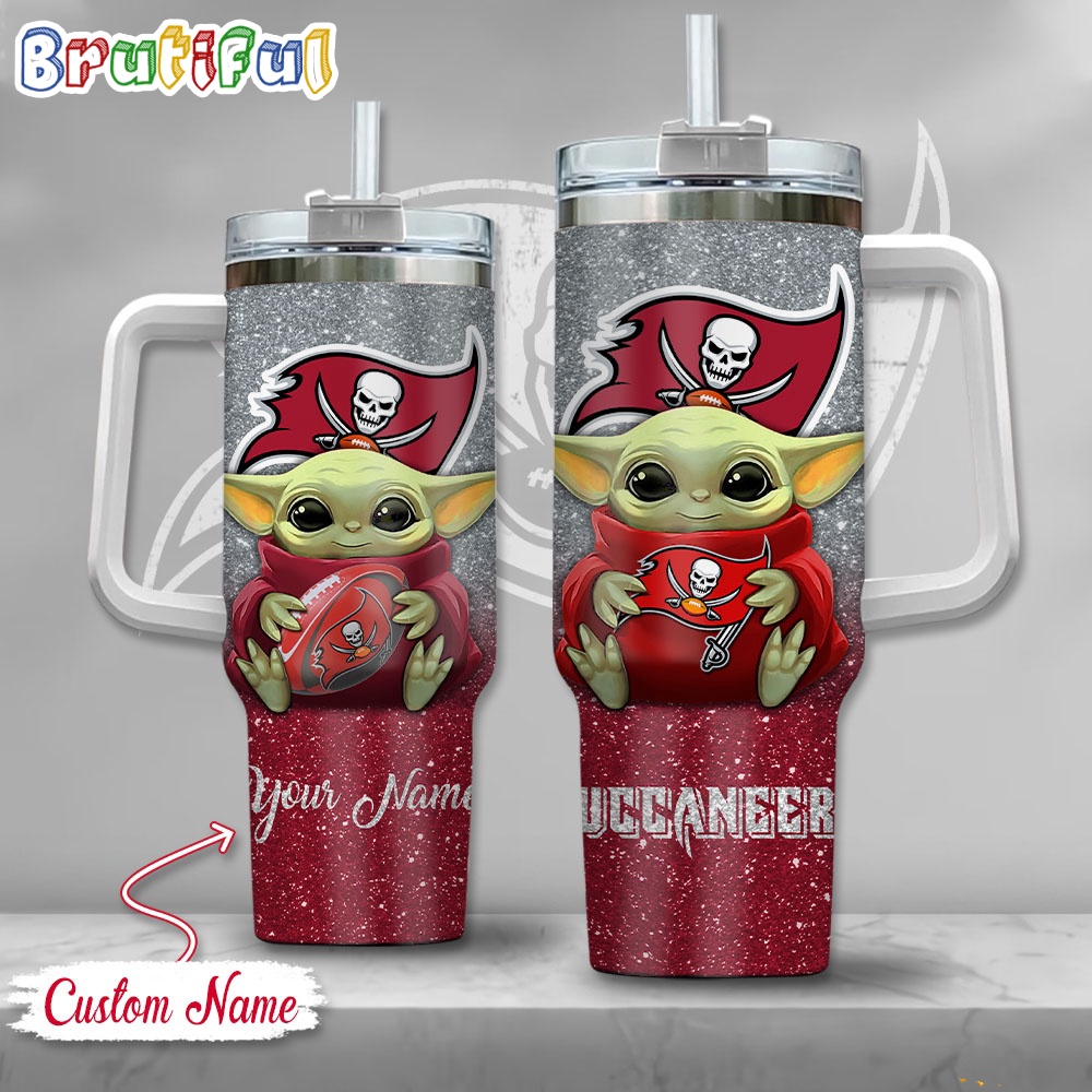 NFL Tampa Bay Buccaneers Tumbler Baby Yoda Customzed Handle Cup