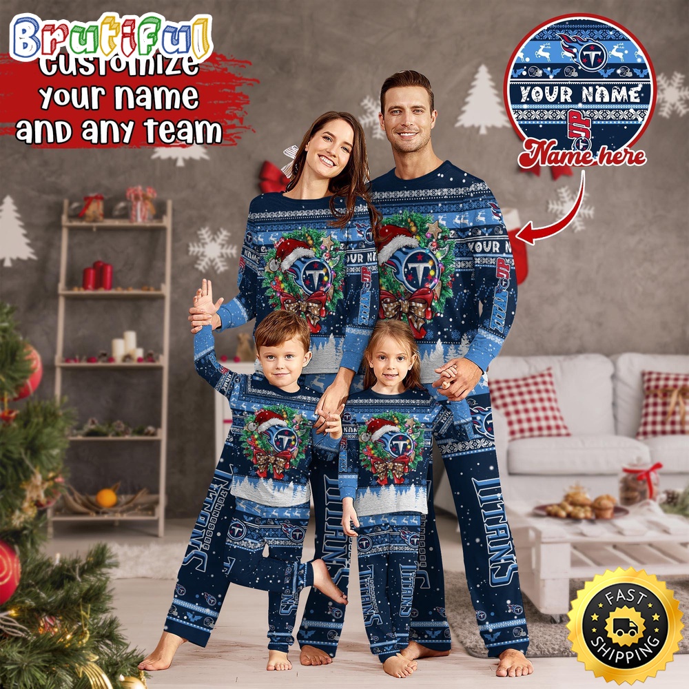 NFL Tennessee Titans Custom Pajamas Christmas For Family Custom Name Custom Pajamas