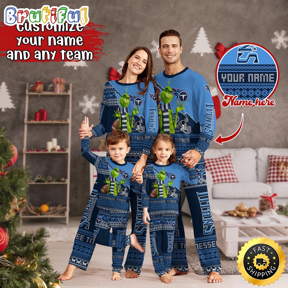 NFL Tennessee Titans Custom Pajamas Christmas Sports For Family Custom Name Custom Pajamas
