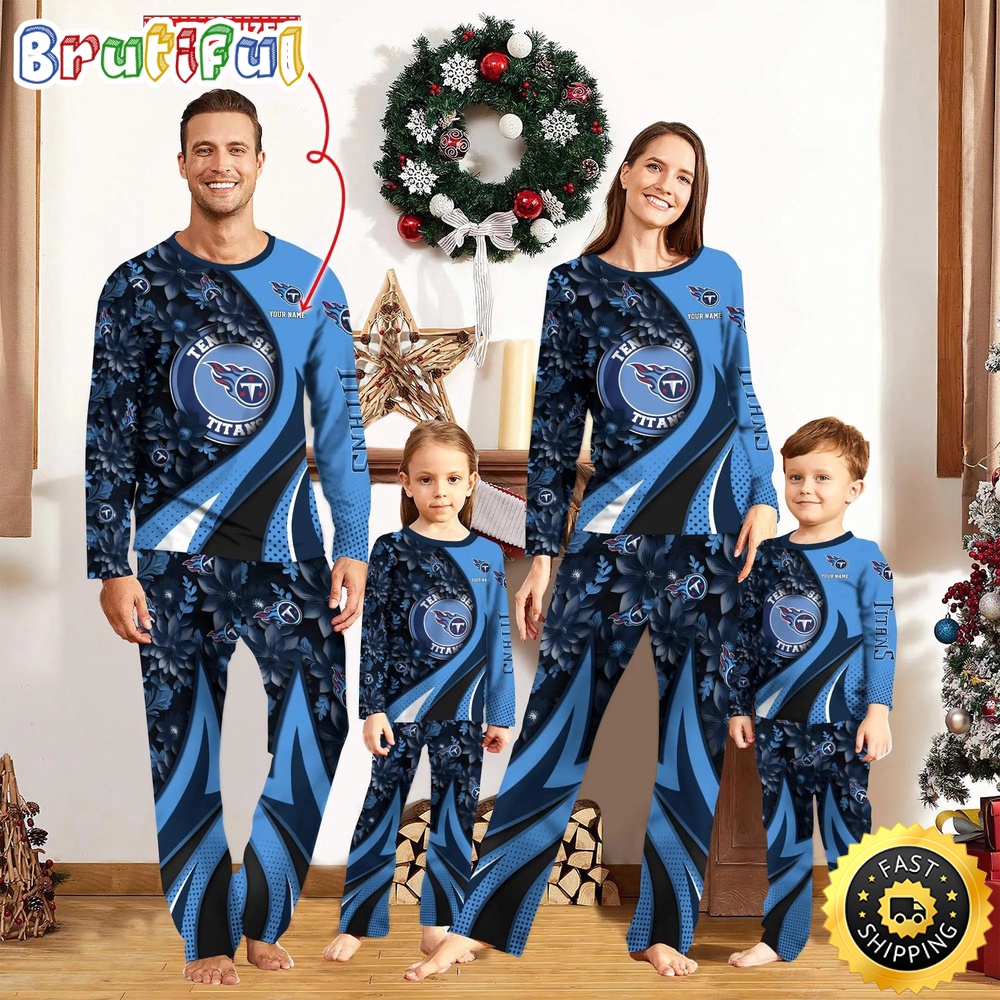 NFL Tennessee Titans Custom Pajamas Flower For Family Custom Name Custom Pajamas