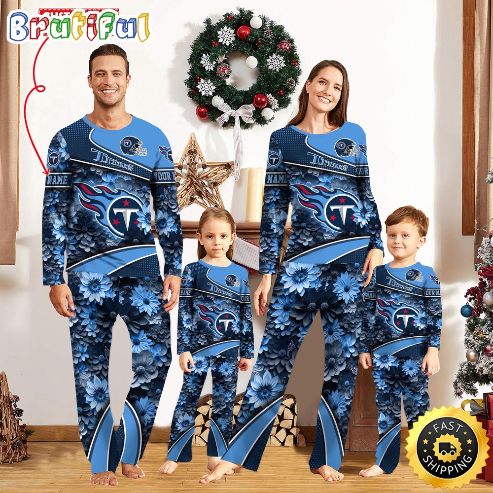 NFL Tennessee Titans Custom Pajamas Flower Sports For Family Custom Name Custom Pajamas