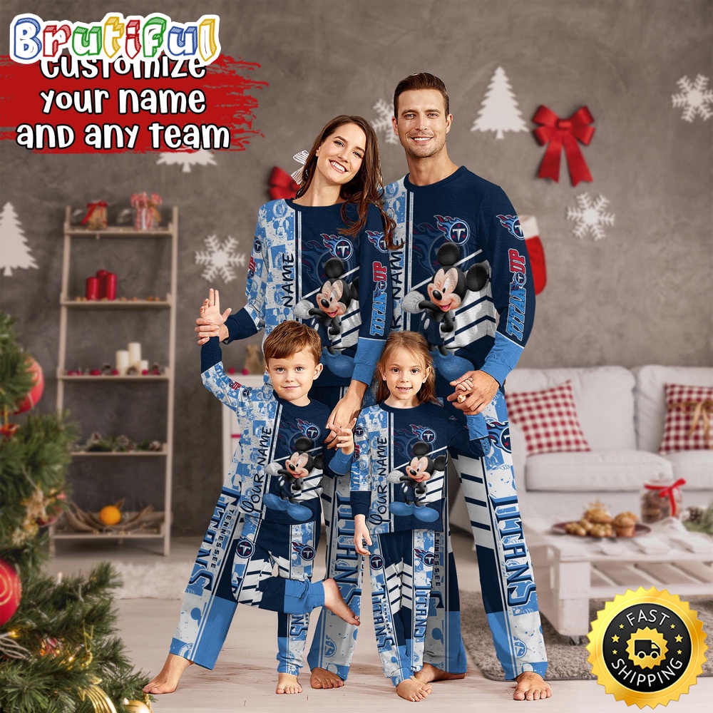 NFL Tennessee Titans Custom Pajamas Mickey Mouse For Family Custom Name Custom Pajamas