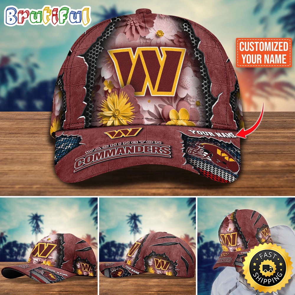 NFL Washington Commanders Baseball Cap Flag Flower Trending Custom Cap