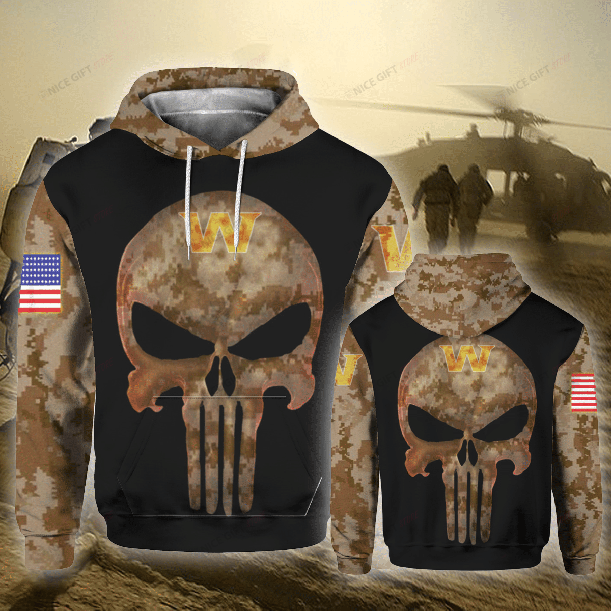NFL Washington Football Team Camouflage 3D Hoodie Gift For Fans