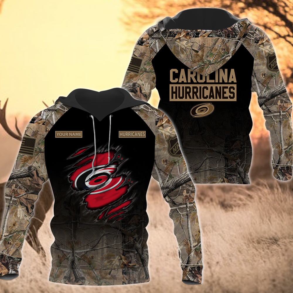 NHL-06-Carolina Hurricanes Hunting Camo Hoodie – Custom Name