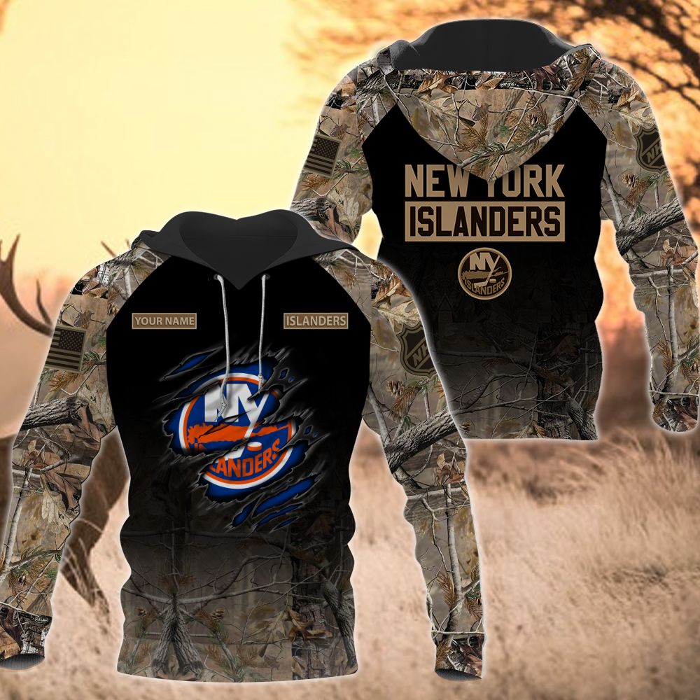 NHL-19-New York Islanders Hunting Camo Hoodie – Custom Name