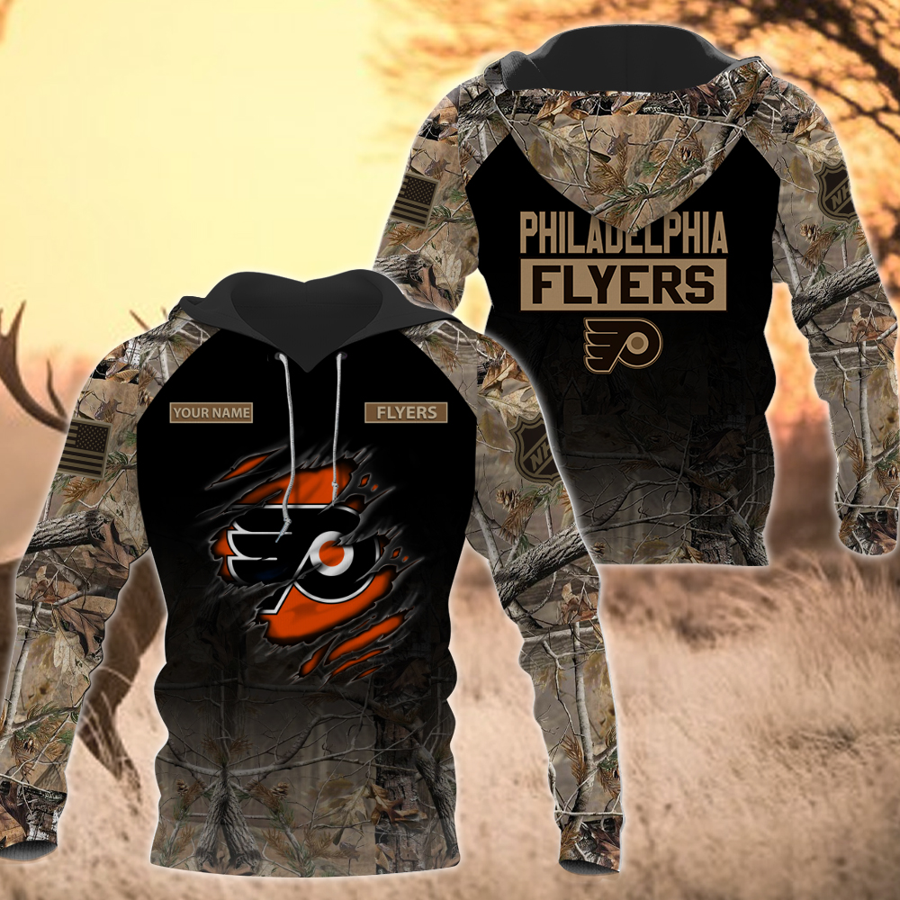 NHL-22-Philadelphia Flyers Hunting Camo Hoodie – Custom Name