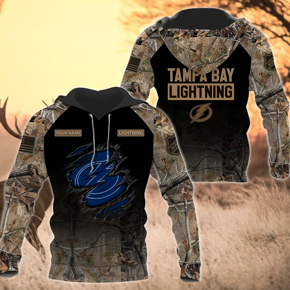 NHL-26-Tampa Bay Lightning Hunting Camo Hoodie – Custom Name
