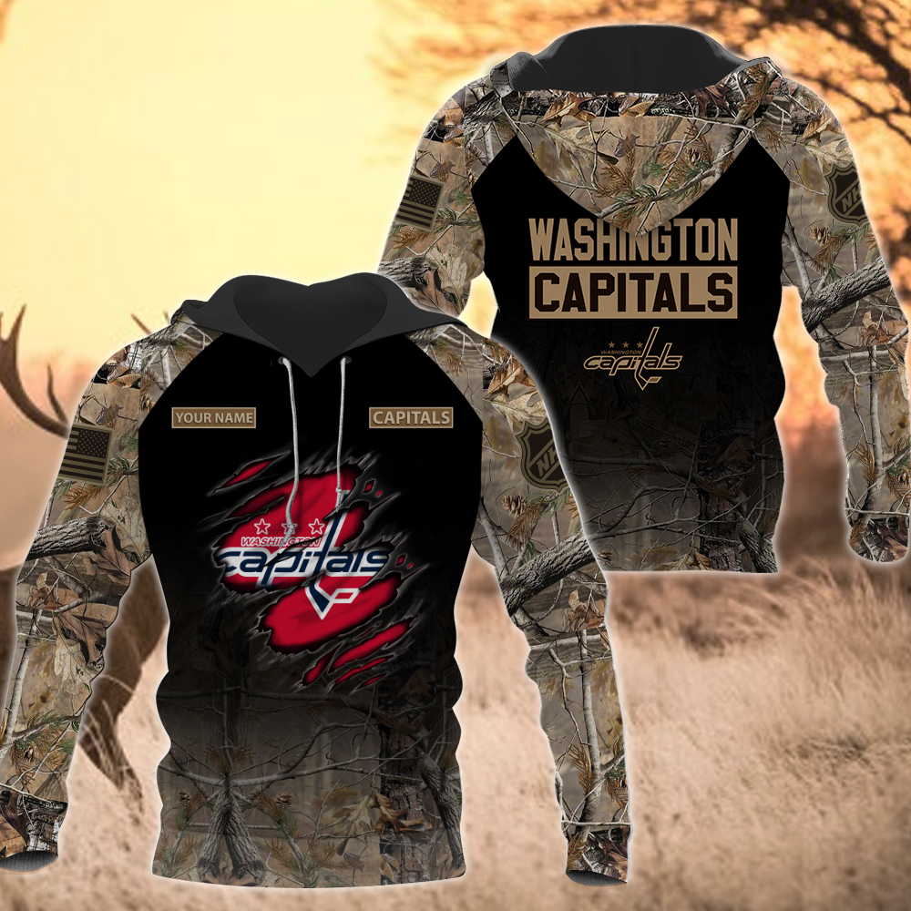 NHL-30-Washington Capitals Hunting Camo Hoodie – Custom Name