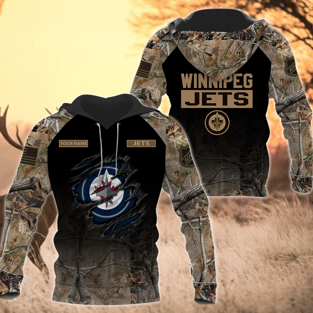 NHL-31-Winnipeg Jets Hunting Camo Hoodie – Custom Name