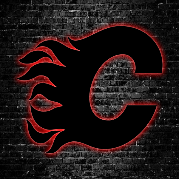 NHL Calgary Flames Logo RGB Led Lights Metal Wall Art