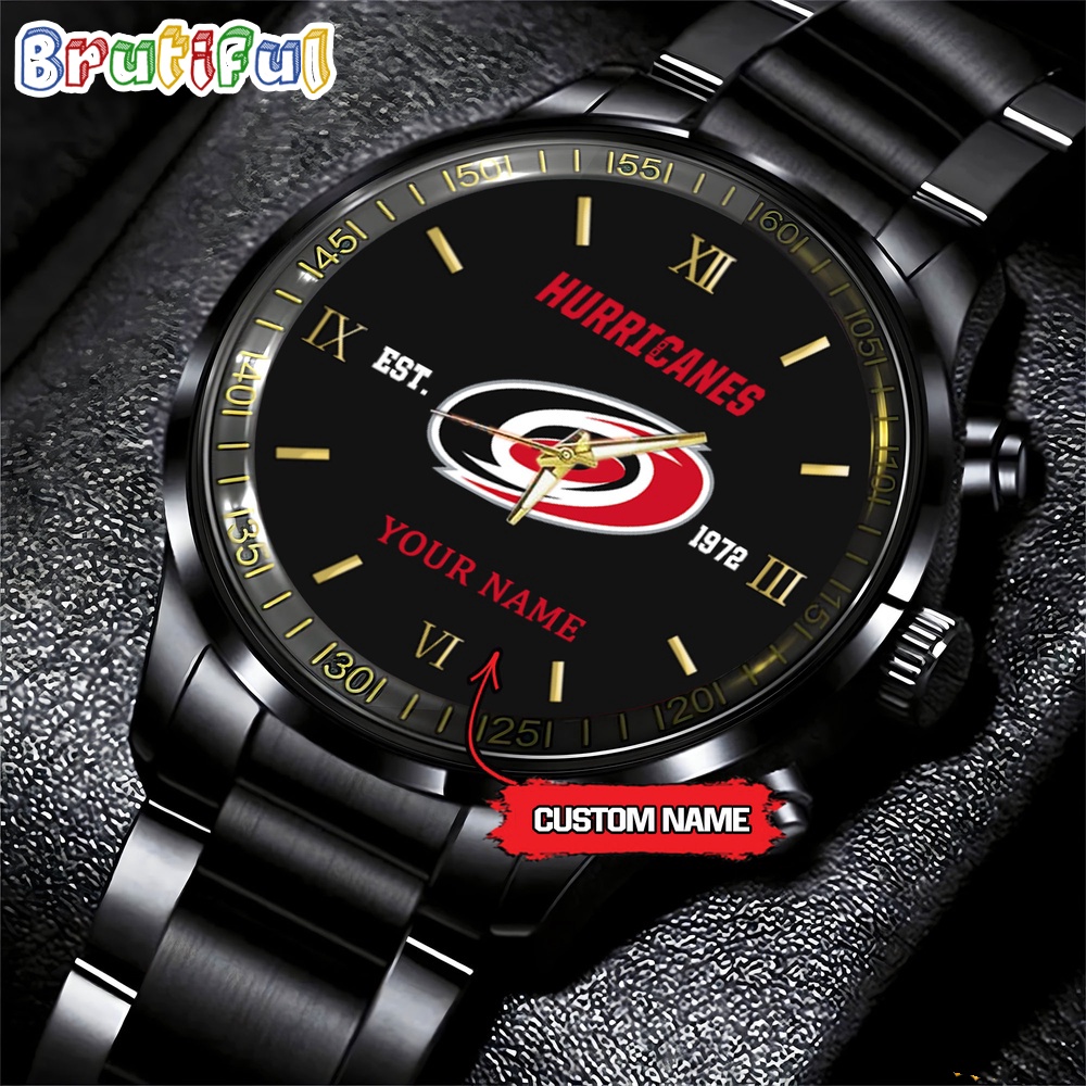 NHL Carolina Hurricanes Black Fashion Watch Custom Hockey Game Time
