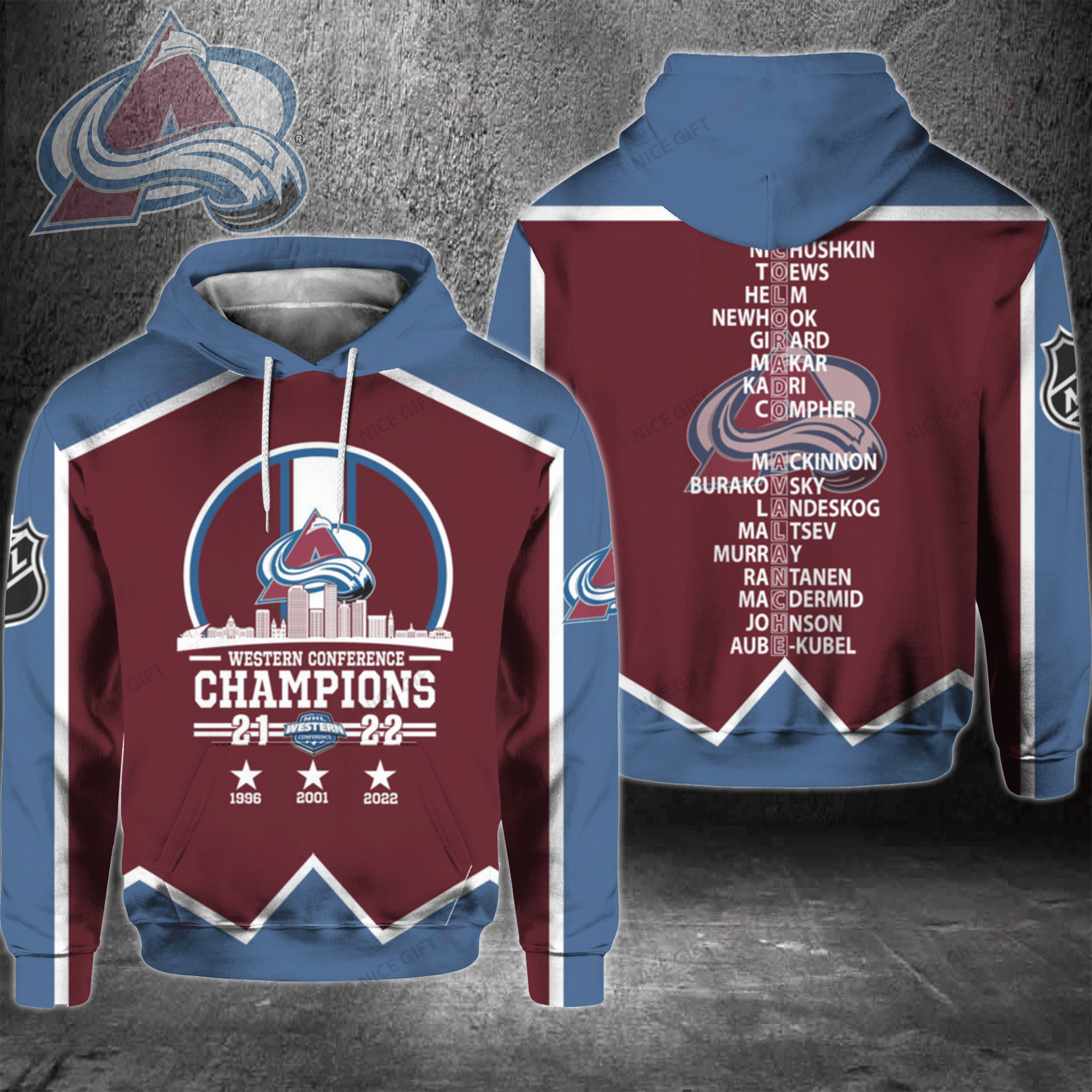NHL Colorado Avalanche 2022 Western Coference Champions 3D Hoodie Gift For Fans Nicegift