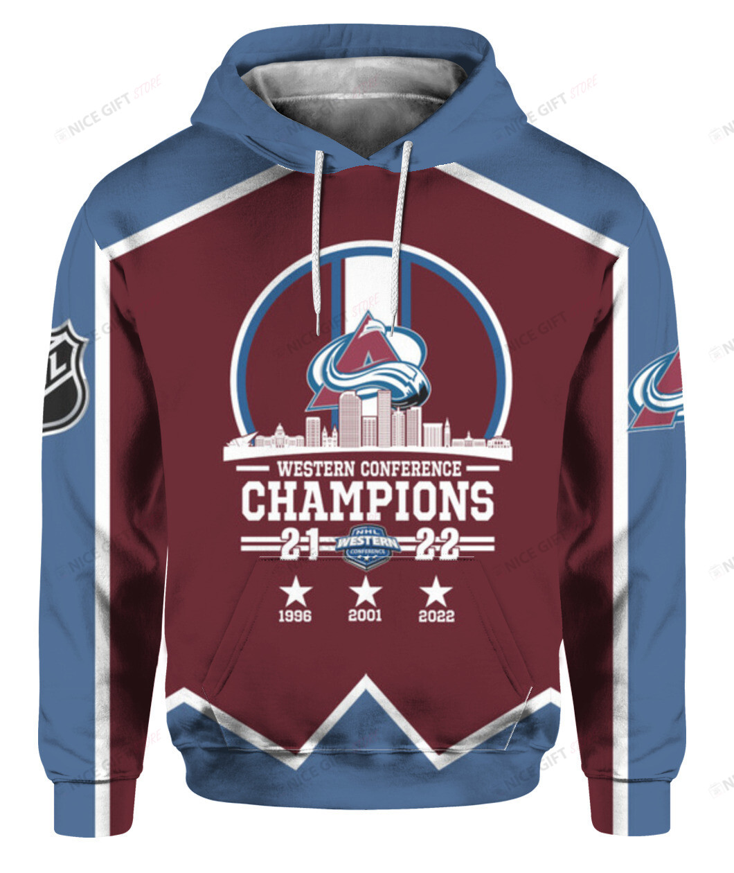 NHL Colorado Avalanche 2022 Western Coference Champions 3D Hoodie Gift For Fans Nicegift