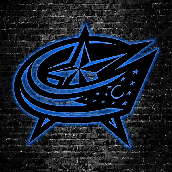 NHL Columbus Blue Jackets Logo RGB Led Lights Metal Wall Art