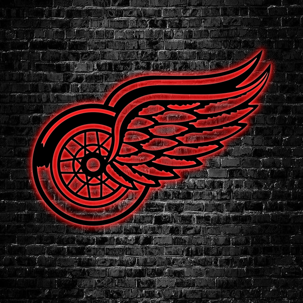NHL Detroit Red Wings Logo RGB Led Lights Metal Wall Art