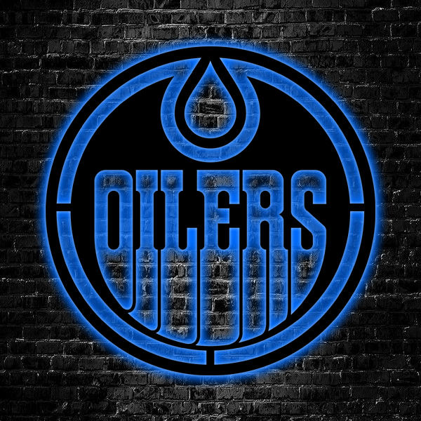 NHL Edmonton Oilers Logo RGB Led Lights Metal Wall Art