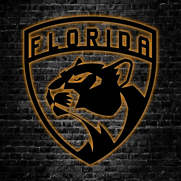 NHL Florida Panthers Logo RGB Led Lights Metal Wall Art