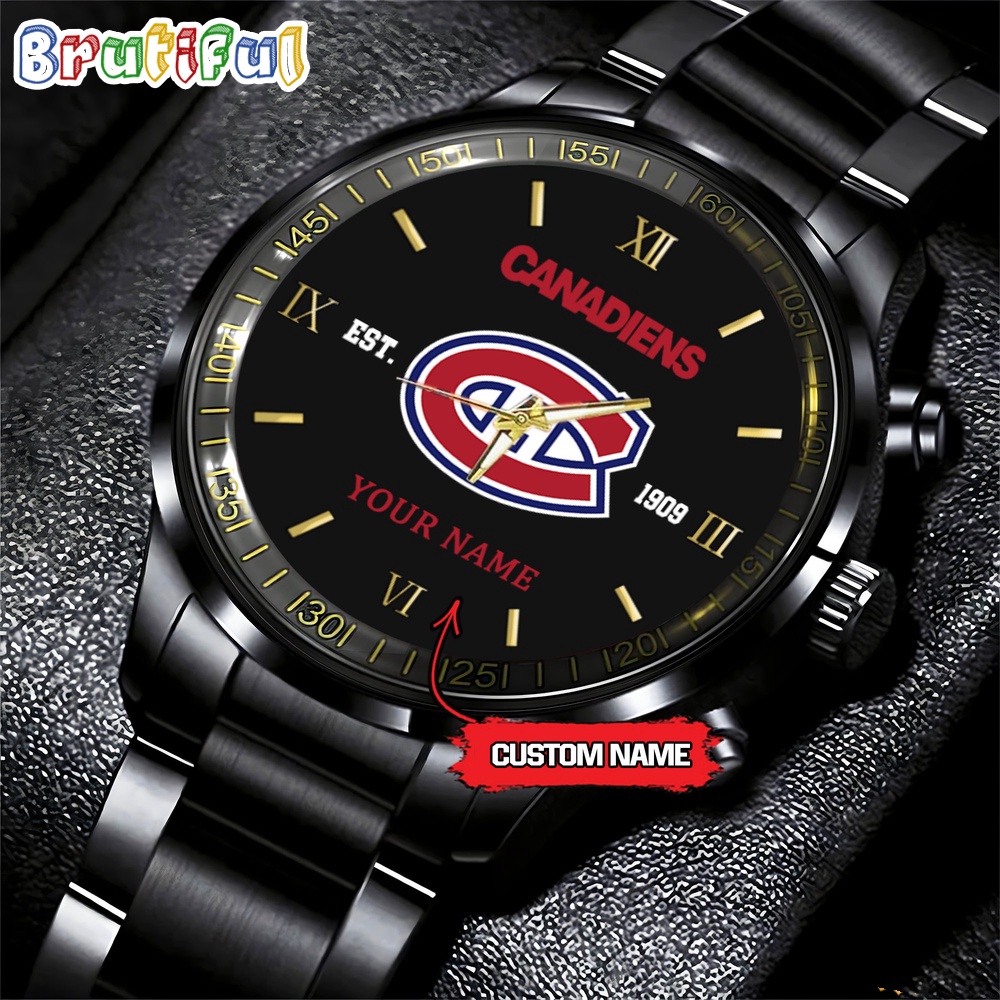 NHL Montreal Canadiens Black Fashion Watch Custom Hockey Game Time