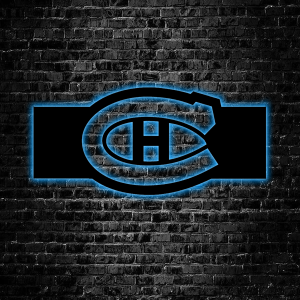 NHL Montreal Canadiens Logo RGB Led Lights Metal Wall Art