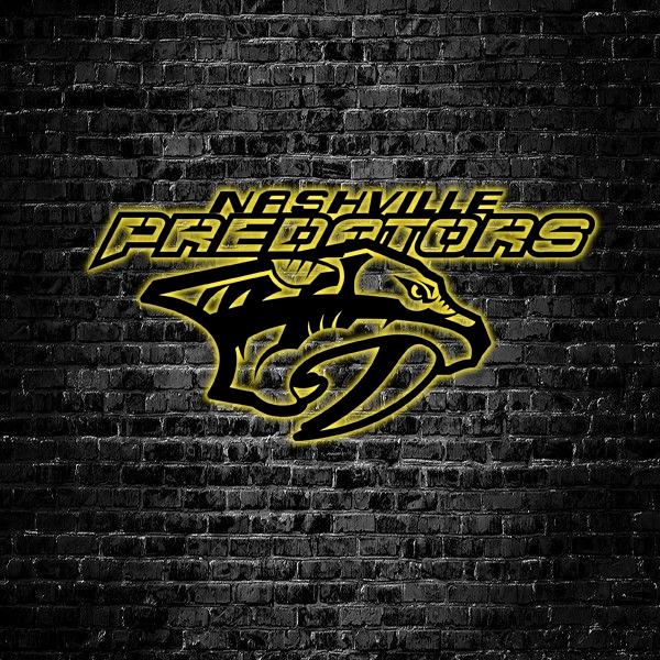 NHL Nashville Predators Logo RGB Led Lights Metal Wall Art