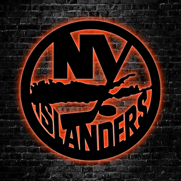 NHL New York Islanders Logo RGB Led Lights Metal Wall Art