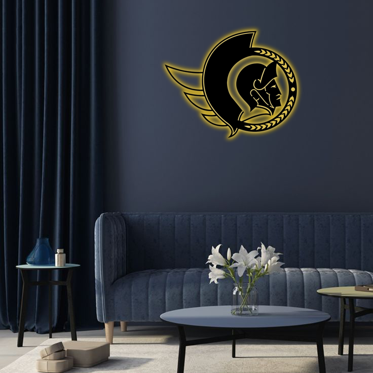 NHL Ottawa Senators Logo RGB Led Lights Metal Wall Art