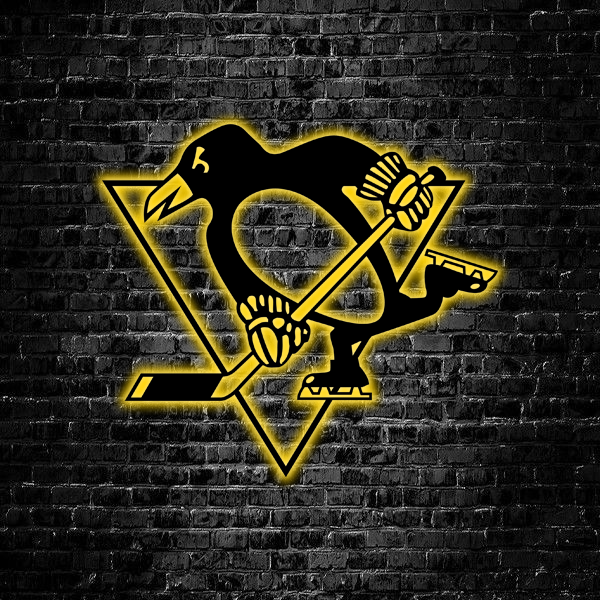 NHL Pittsburgh Penguins Logo RGB Led Lights Metal Wall Art