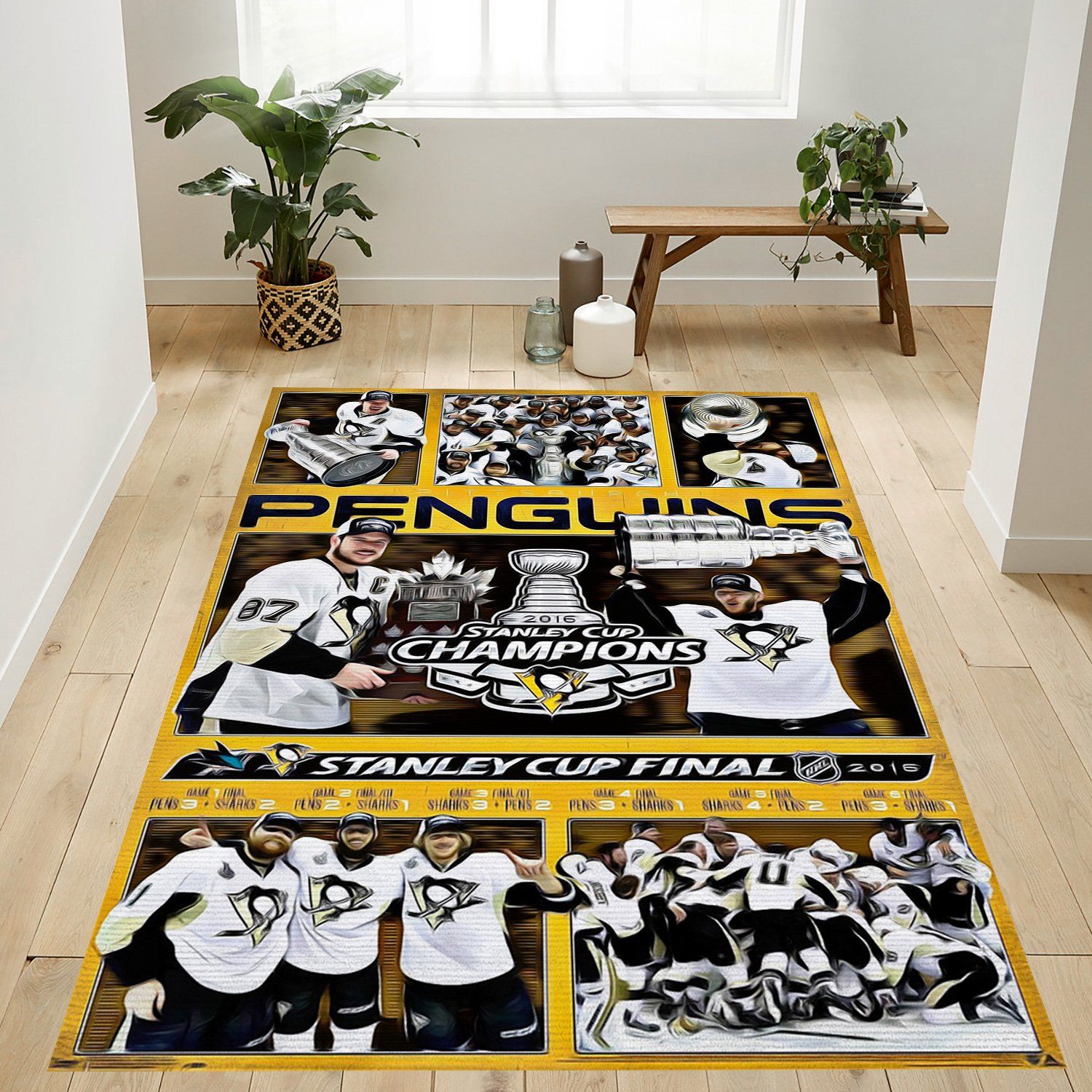 Nhl Pittsburgh Penguins Stanley Rectangle Rug – Custom Size And Printing