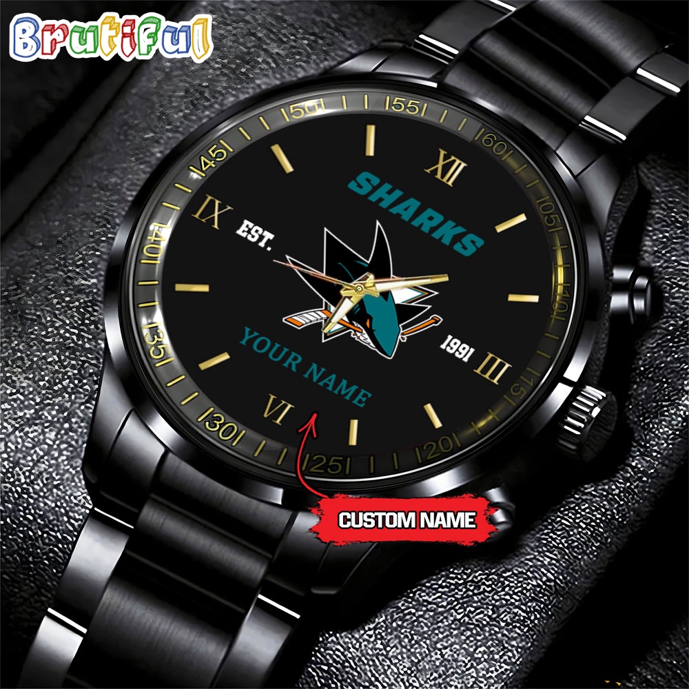 NHL San Jose Sharks Black Fashion Watch Custom Hockey Game Time
