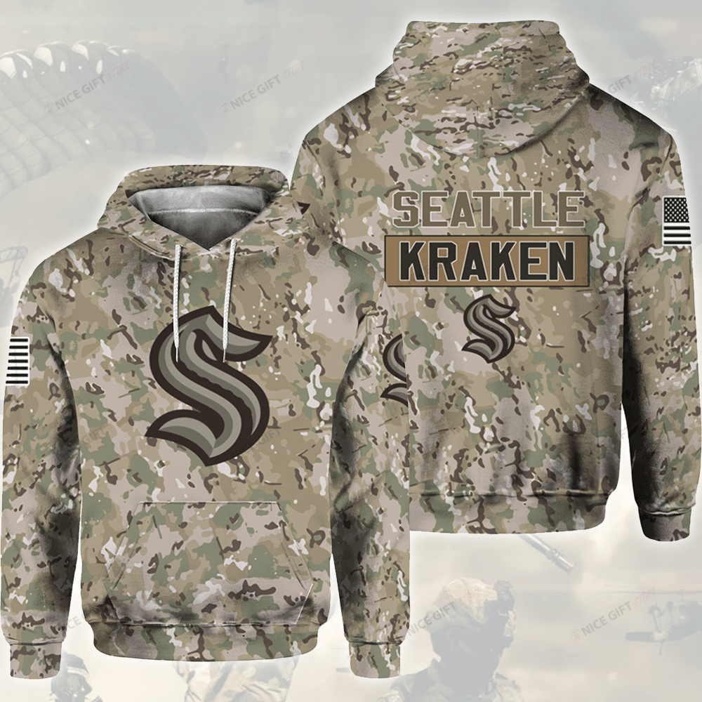 NHL Seattle Kraken Camouflage 3D Hoodie Gift For Fans