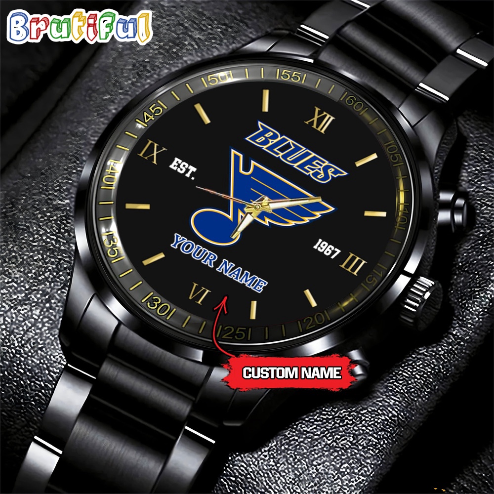 NHL St. Louis Blues Black Fashion Watch Custom Hockey Game Time