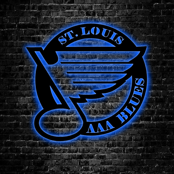 NHL St. Louis Blues Logo RGB Led Lights Metal Wall Art