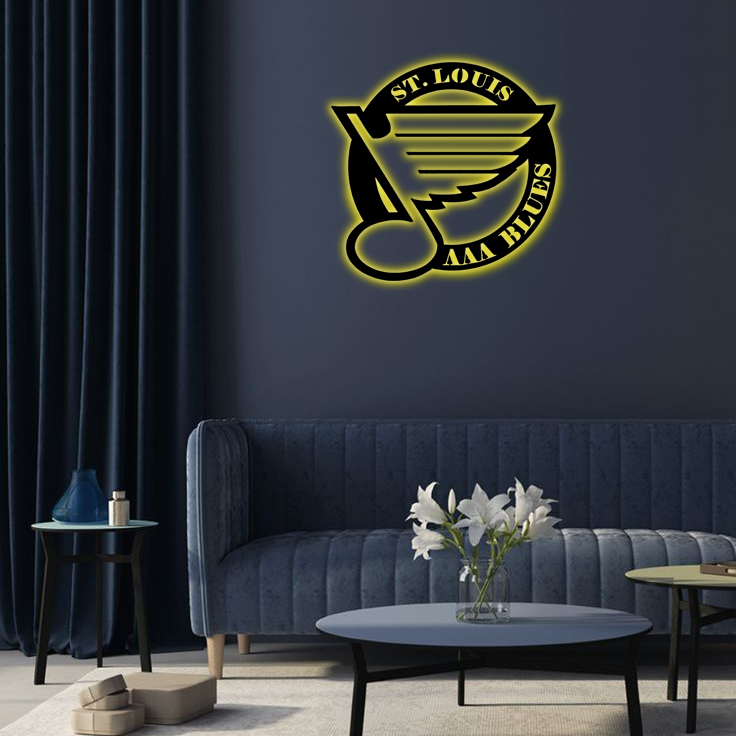 NHL St. Louis Blues Logo RGB Led Lights Metal Wall Art