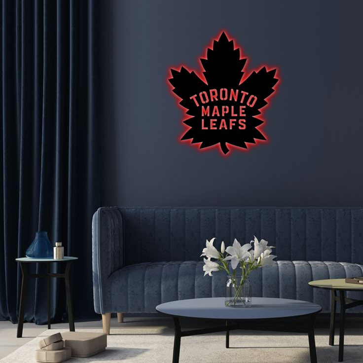 NHL Toronto Maple Leafs Logo RGB Led Lights Metal Wall Art