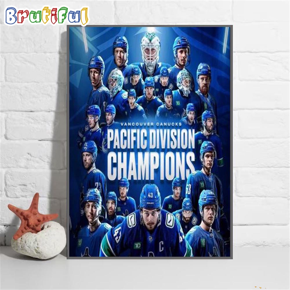 NHL Vancouver Canucks 2024 Pacific Division Champions Wall Art Poster Canvas