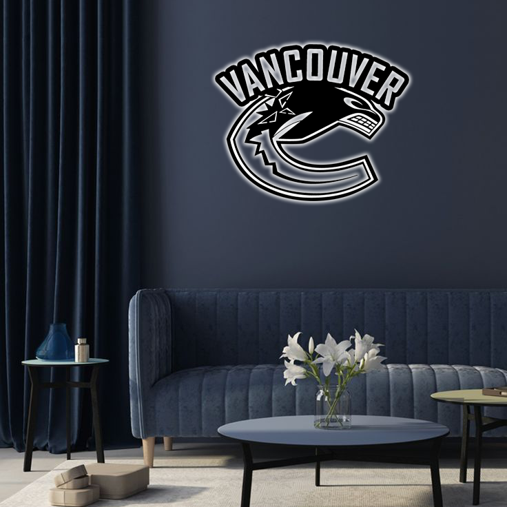 NHL Vancouver Canucks Logo RGB Led Lights Metal Wall Art