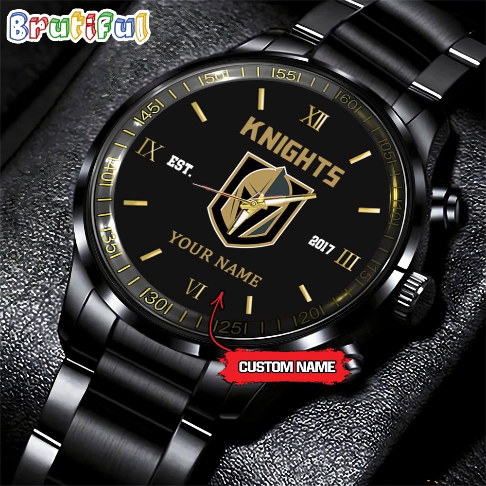 NHL Vegas Golden KnightsBlack Fashion Watch Custom Hockey Game Time
