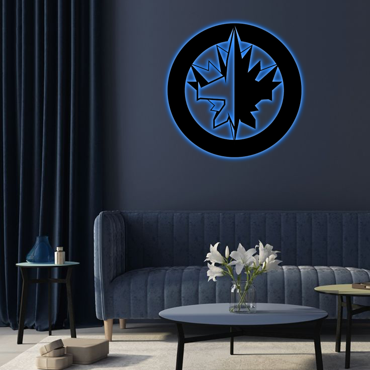 NHL Winnipeg Jets Logo RGB Led Lights Metal Wall Art