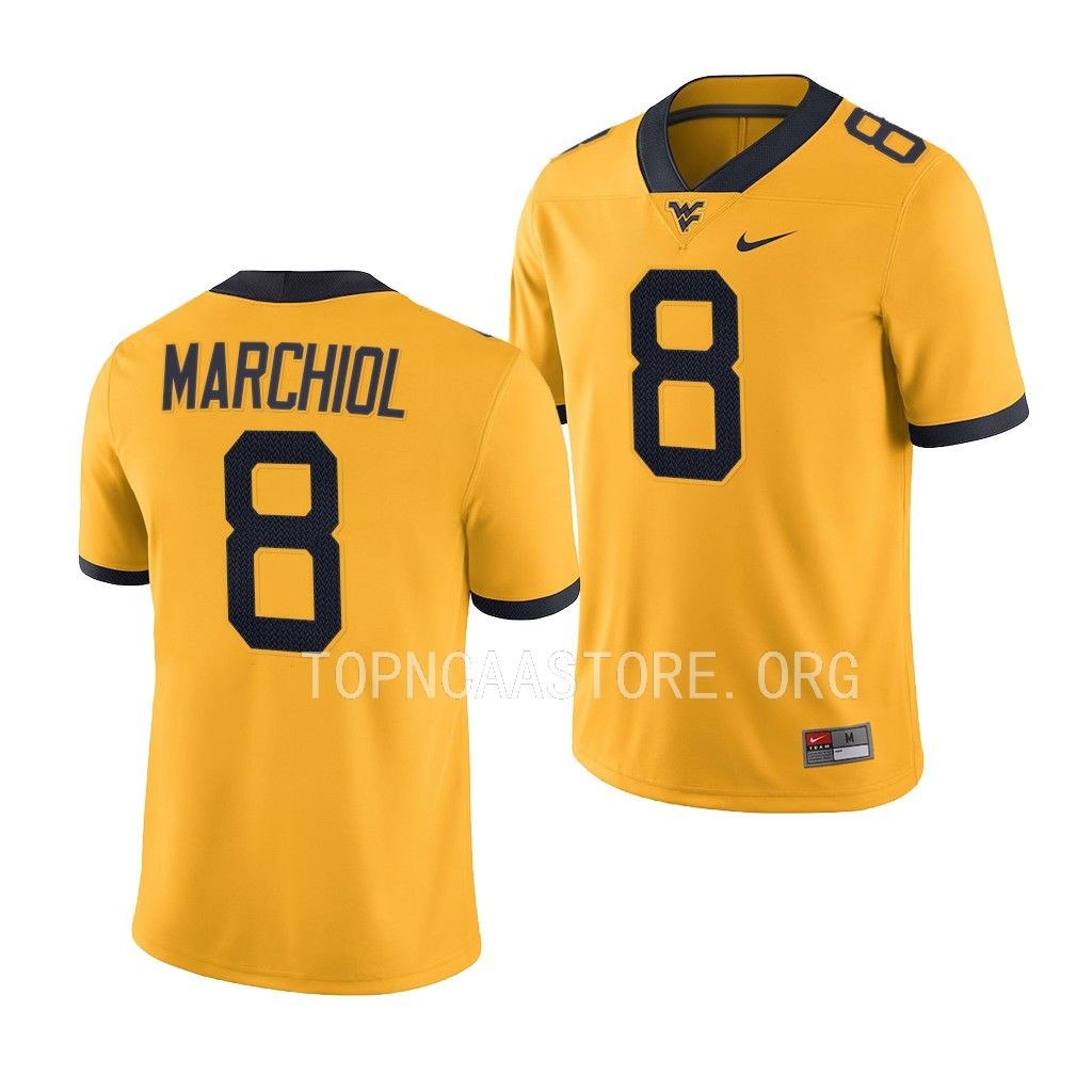 Nicco Marchiol West Virginia Mountaineers Alternate Game #8 Jersey Men's Gold Uniform