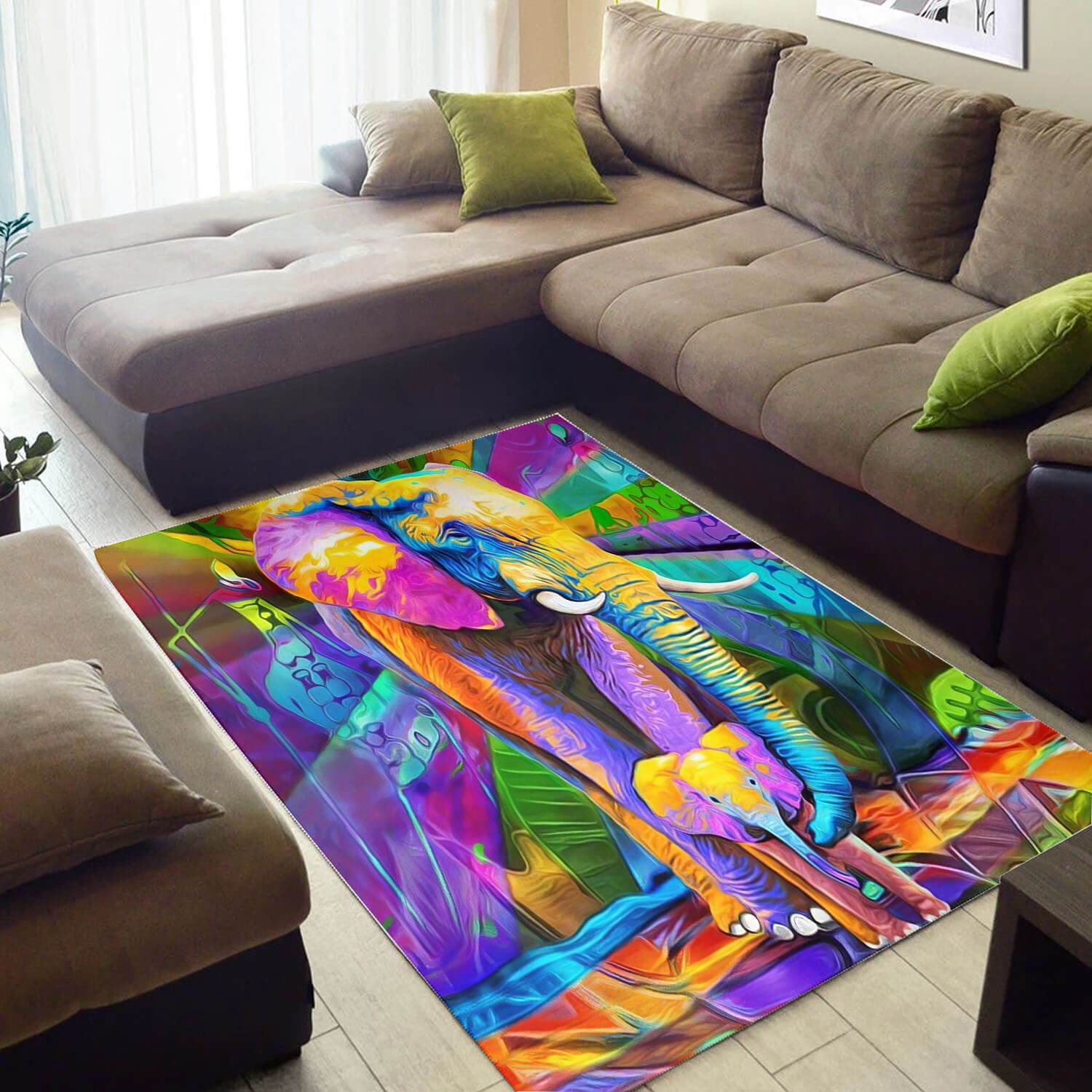 Nice African American Adorable Animals Style Carpet Living Room Rectangle Rug