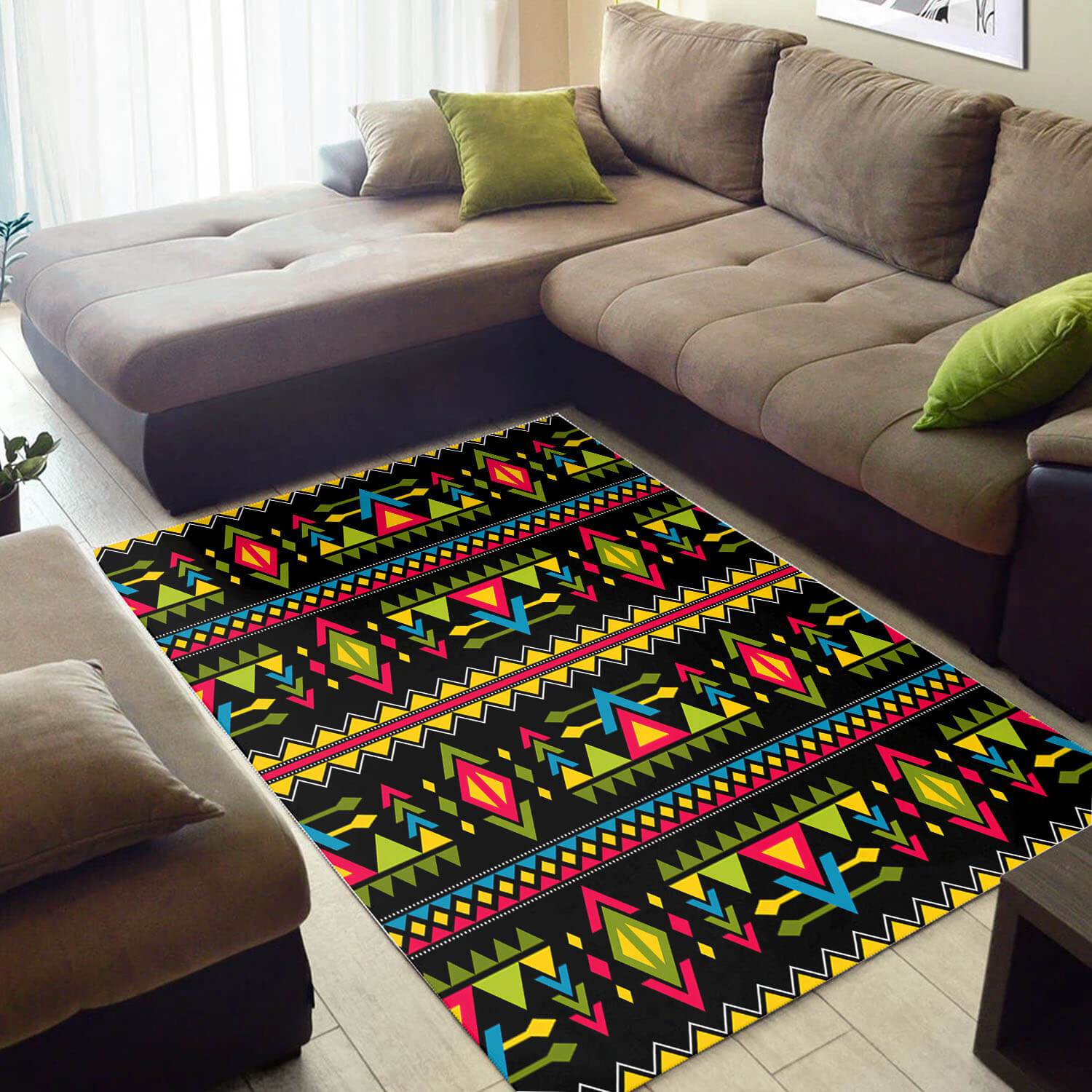 Nice African American Art Afrocentric Pattern Design Floor Carpet Themed Home Rectangle Rug